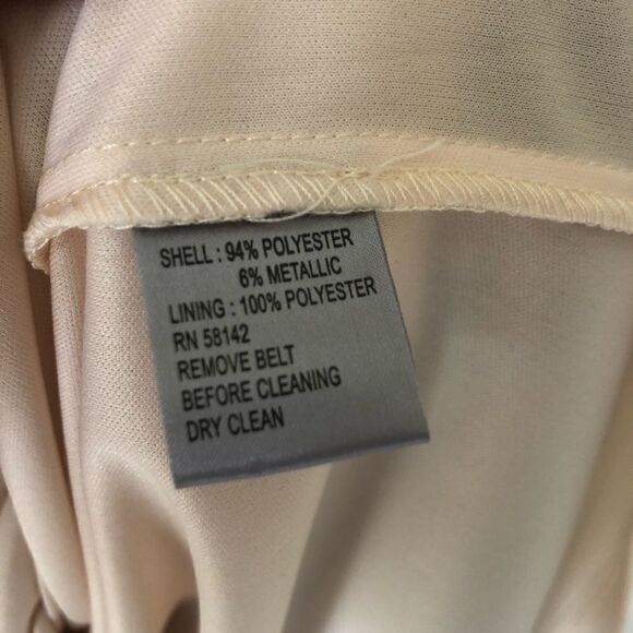 Muse Sleeveless Beige/Brown Striped Metallic Belted Fit And Flare Dress Size 8 - Picture 13 of 13